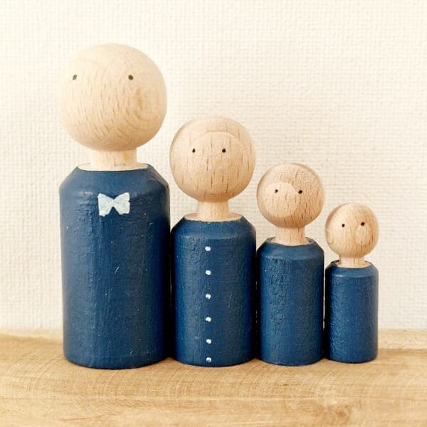 Houten poppetje man/jongen  -  DONKERBLAUW