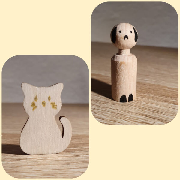 Houten poppetje - KAT - HOND