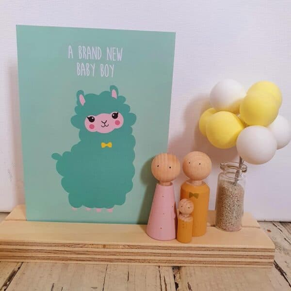 Houten plateau 5x20 met quote en ballonnen lichtgeel-wit