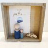 Houten kader 14x14 met miniatuur auto en quote