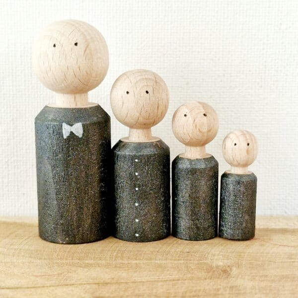Houten poppetje man/jongen ZWART