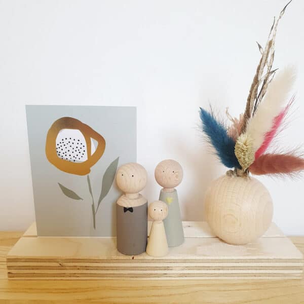 Houten plateau 5x20  met kerstkaart en gouden kerstboom - Afbeelding 3