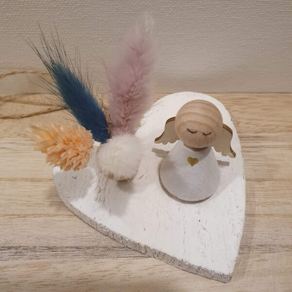 Engeltje op houten hart - Afbeelding 2