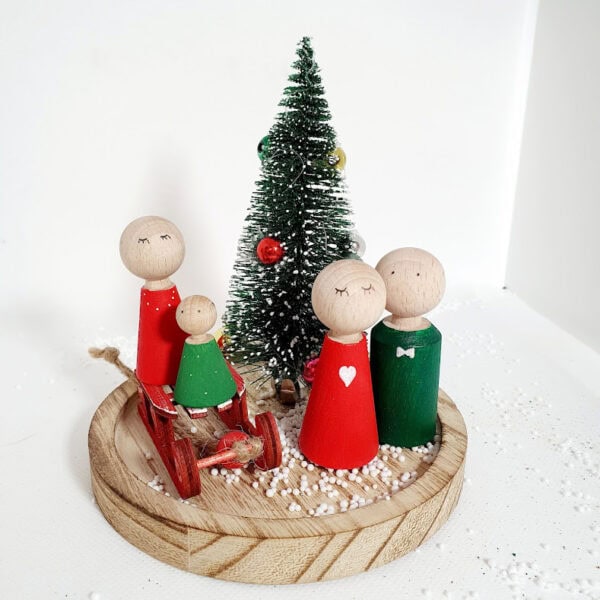 Glazen globe (10x15) met slee  kerstboom - Afbeelding 3
