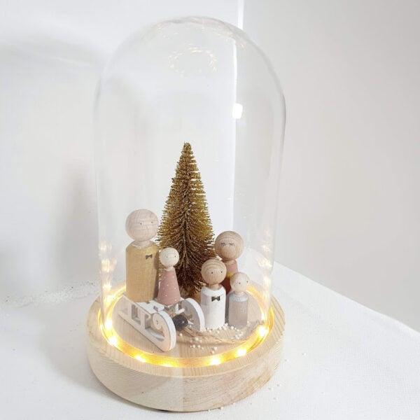 Glazen globe met led 14x22 - Kerst - goud