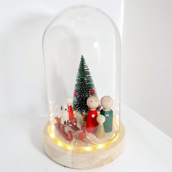 Glazen globe met led 14x22 - Kerst