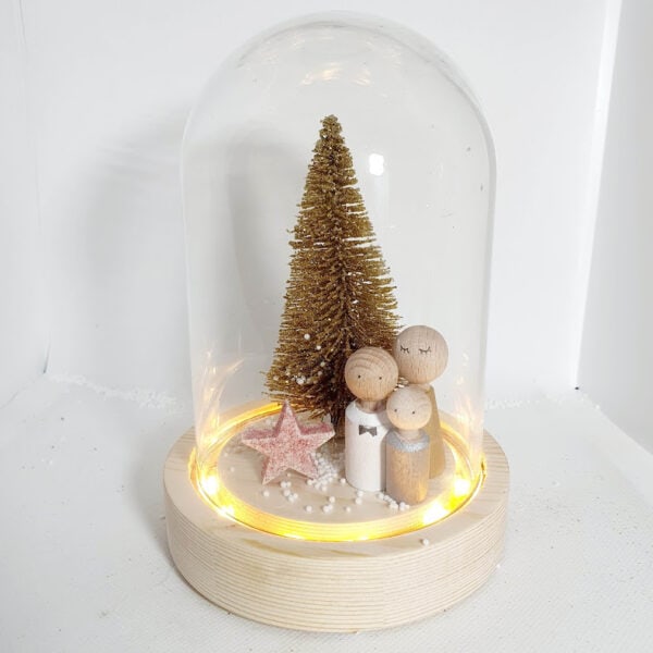 Glazen globe met led 12x17 - Kerst - goud