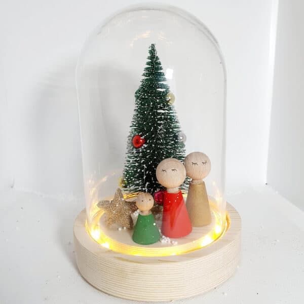 Glazen globe met led 12x17 - Kerst