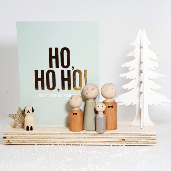 Houten plateau 5x20  met quote HO HO HO