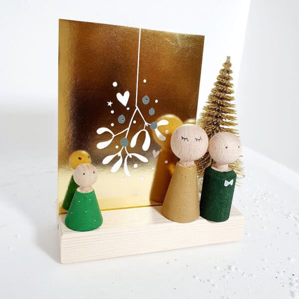 Houten plateau (4x10) met quote en gouden kerstboompje