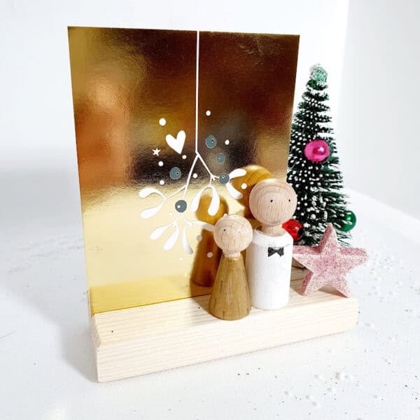 Houten plateau (4x10) met quote en kerstboompje