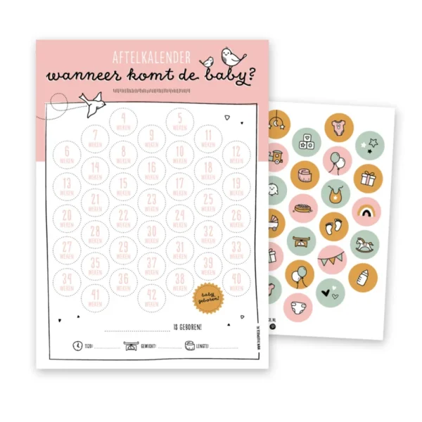 Aftelkalender "Wanneer komt de baby?" - ROSE - Afbeelding 3