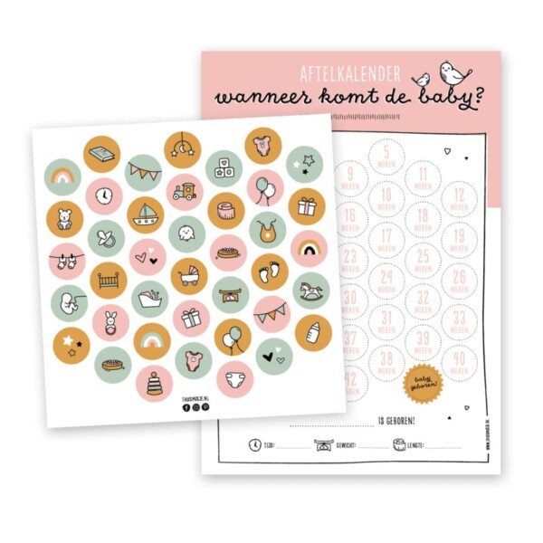 Aftelkalender "Wanneer komt de baby?" - ROSE - Afbeelding 2