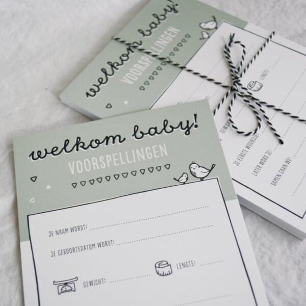 Babyshower invulkaarten GROEN 20 stuks