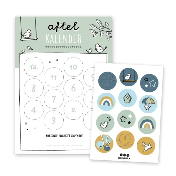 Aftelkalender met stickers - GROEN - Afbeelding 2