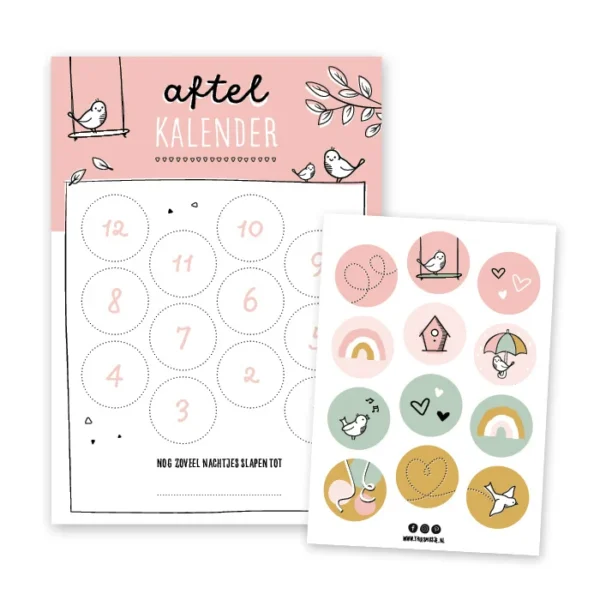 Aftelkalender met stickers - ROSE - Afbeelding 2